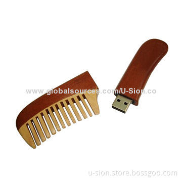 Promotional Wooden Comb-shaped USB Flash Drive with 128MB to 64GB Capacity
